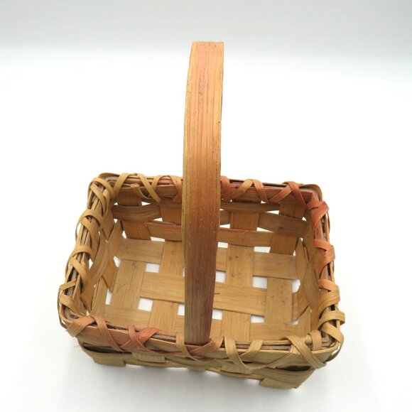 Vintage Handwoven Natural Woven Basket Handle Rustic Decorative Storage Signed - Picture 5 of 6